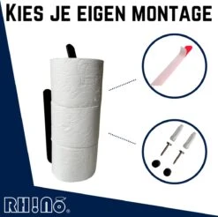 Reserverolhouder | Rh!no | WC-rolhouder | Zwart | Ophangen Zonder Boren Mogelijk| Toiletrolhouder | Plakstrip | 3 Rollen | Rh!no 14 Reserverolhouder | Rh!no | WC-rolhouder | Zwart | Ophangen Zonder Boren Mogelijk| Toiletrolhouder | Plakstrip | 3 Rollen | Rh!no -Badkamer Product Winkel 1200x1197 11