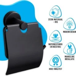 Sanics Toiletrolhouder Zwart Met Klep - WC Rolhouder RVS Inclusief Montage Set - Closetrolhouder -Badkamer Product Winkel 1200x1197 5