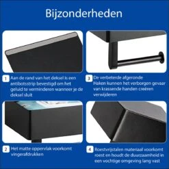 STARMAN WC Rolhouder - Toiletrolhouder Zwart - Badkamer Accessoires - WC Papier Houder 17 STARMAN WC Rolhouder - Toiletrolhouder Zwart - Badkamer Accessoires - WC Papier Houder -Badkamer Product Winkel 1200x1198 4