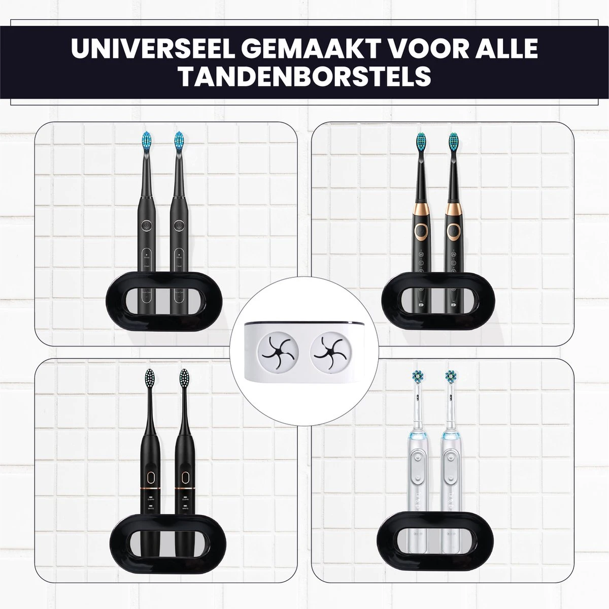 Lenga Tandenborstelhouder - Elektrische Tandenborstel Houder - Dubbele Tandenborstel Houder - Tandenborstel Houder Zwart 6 Lenga Tandenborstelhouder - Elektrische Tandenborstel Houder - Dubbele Tandenborstel Houder - Tandenborstel Houder Zwart - Afbeelding 4