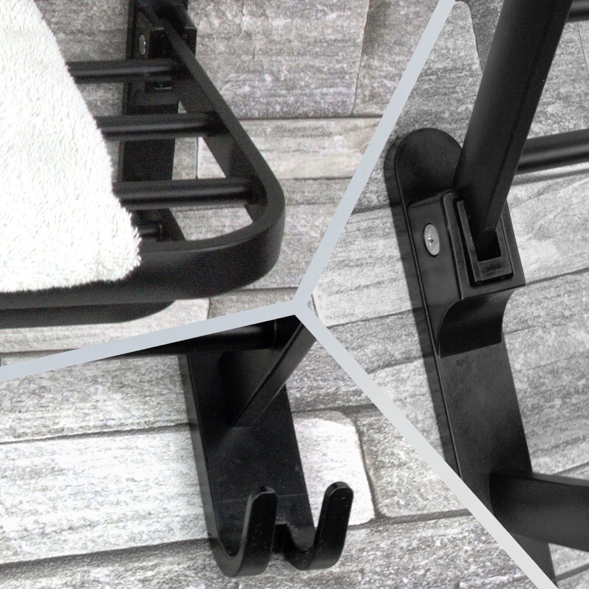 Vannons - Handdoekrek - Handdoekrek Badkamer - 2 Handdoeken - Handdoekrek Zelfklevend - Zwart 6 Vannons - Handdoekrek - Handdoekrek Badkamer - 2 Handdoeken - Handdoekrek Zelfklevend - Zwart - Afbeelding 4