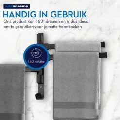 MM Brands Handdoekrek - Handdoekhouder - Badkamer Accessoires - Zelfklevend Handdoekenrek - 3-delig - Zwart - 24 X 6 X 1 CM -Badkamer Product Winkel 1200x1200 1044