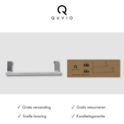 QUVIO Theedoekhouder RVS / Past Op Panelen Van Max. 1.8 Cm / Makkelijke Montage Op Een Keukenkastdeur / Stalen Handdoekhouder Voor In De Keuken - Lengte 23.5cm - RVS -Badkamer Product Winkel 1200x1200 1058
