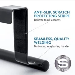 Tatkraft HORIZON - RVS Kastdeur Handdoekrek - Keukenkast Deur Handdoek/Vaatdoek Houder Rek Stang Hanger - Towel Rack Kast Deurhanger Deurhaak Keuken - Handdoekstang - Mat Zwart - 23CM -Badkamer Product Winkel 1200x1200 1063