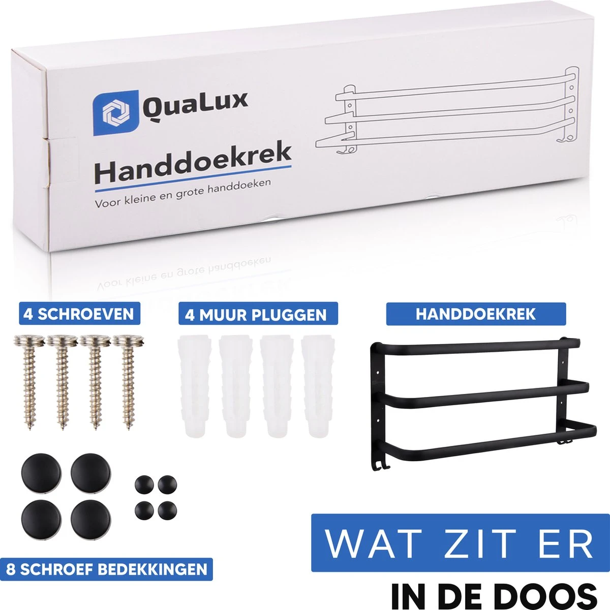 Qualux® Handdoekrek Inclusief Handdoek - 3 Stangen - Badkamer - Handdoekrek Zwart - Handdoekstang - Handdoekhouder - Handdoekenrek 8 Qualux® Handdoekrek Inclusief Handdoek - 3 Stangen - Badkamer - Handdoekrek Zwart - Handdoekstang - Handdoekhouder - Handdoekenrek - Afbeelding 6