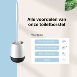 Merkloos Toiletborstel Siliconen Met Houder - Luxe WC Borstel - Vrijstaand Of Hangend - Antibacteriële Borstel Zonder Krassen - Sneldrogend - Wit Met Zwart -Badkamer Product Winkel 1200x1200 1143