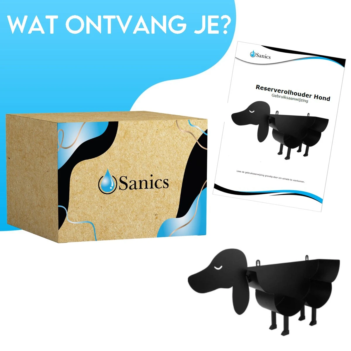 Sanics Reserverolhouder Vrijstaand - Hangend - Wandhouder - Hond - Zwart - Dier 10 Sanics Reserverolhouder Vrijstaand - Hangend - Wandhouder - Hond - Zwart - Dier - Afbeelding 8