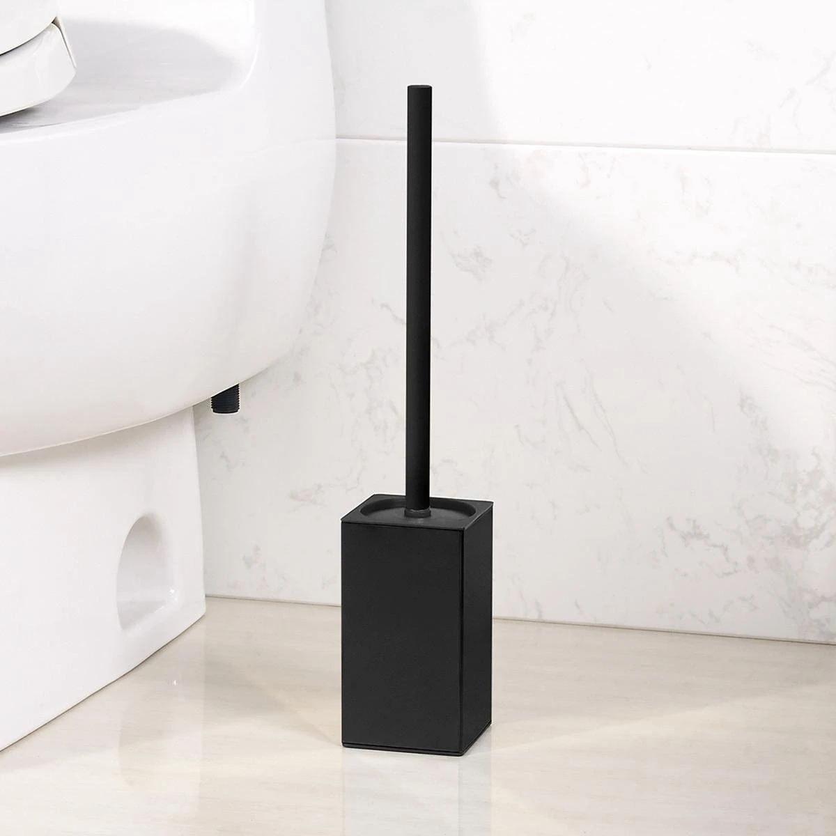 VDN Stainless Toiletborstel Met Houder - Toiletborstelhouder - Zwart - Wc Borstel Met Houder - Vierkant - RVS - Vrijstaand 4 VDN Stainless Toiletborstel Met Houder - Toiletborstelhouder - Zwart - Wc Borstel Met Houder - Vierkant - RVS - Vrijstaand - Afbeelding 2