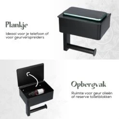 Gatot Goodies RVS Toiletrolhouder Met Plankje - WC Rolhouder Zwart Zonder Boren –Toiletpapierhouder Zelfklevend – Met Lade -Badkamer Product Winkel 1200x1200 128