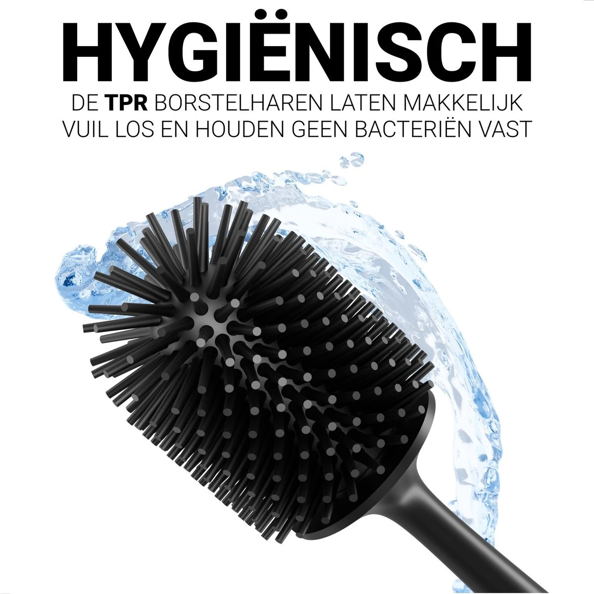 Toiletborstel Met Houder - WC Borstel - Vrijstaand - Siliconen - Zwart 4 Toiletborstel Met Houder - WC Borstel - Vrijstaand - Siliconen - Zwart - Afbeelding 2