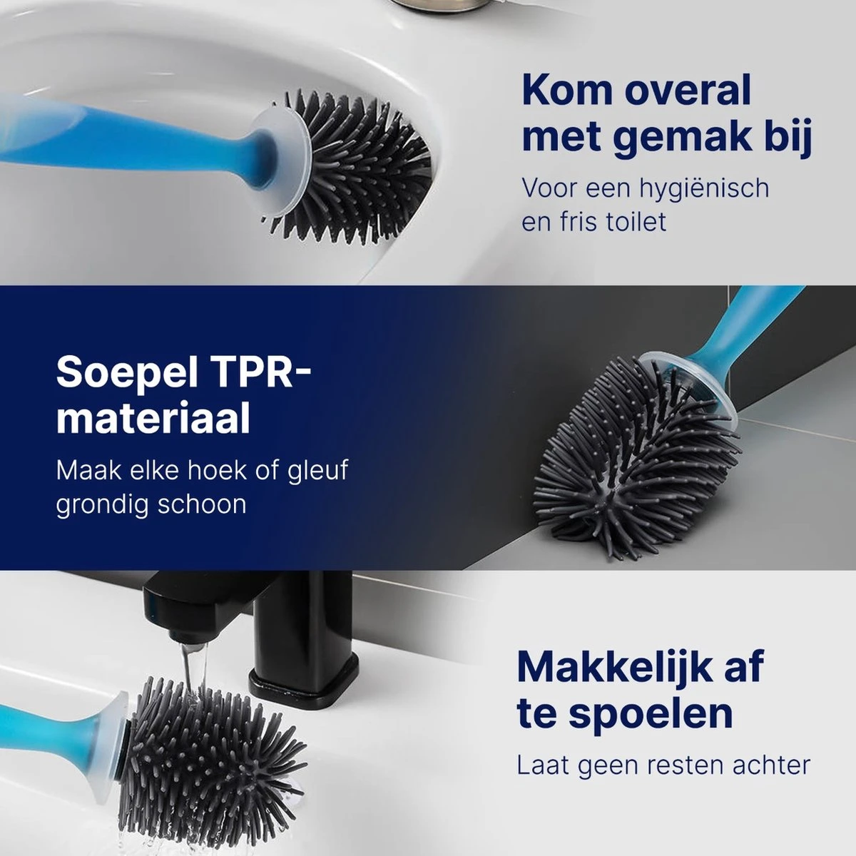 Mdxl® Siliconen WC Borstel Met Zeepdispenser - Hervulbaar - Vrijstaand Of Hangend - Sneldrogend, Hygiënisch & Antibacteriële Werking - Zonder Boren - Toilet Brush - Toiletborstel Houder - Lekbak 7 Mdxl® Siliconen WC Borstel Met Zeepdispenser - Hervulbaar - Vrijstaand Of Hangend - Sneldrogend, Hygiënisch & Antibacteriële Werking - Zonder Boren - Toilet Brush - Toiletborstel Houder - Lekbak - Afbeelding 5