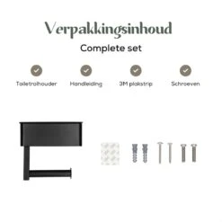 Gatot Goodies RVS Toiletrolhouder Met Plankje - WC Rolhouder Zwart Zonder Boren –Toiletpapierhouder Zelfklevend – Met Lade -Badkamer Product Winkel 1200x1200 133