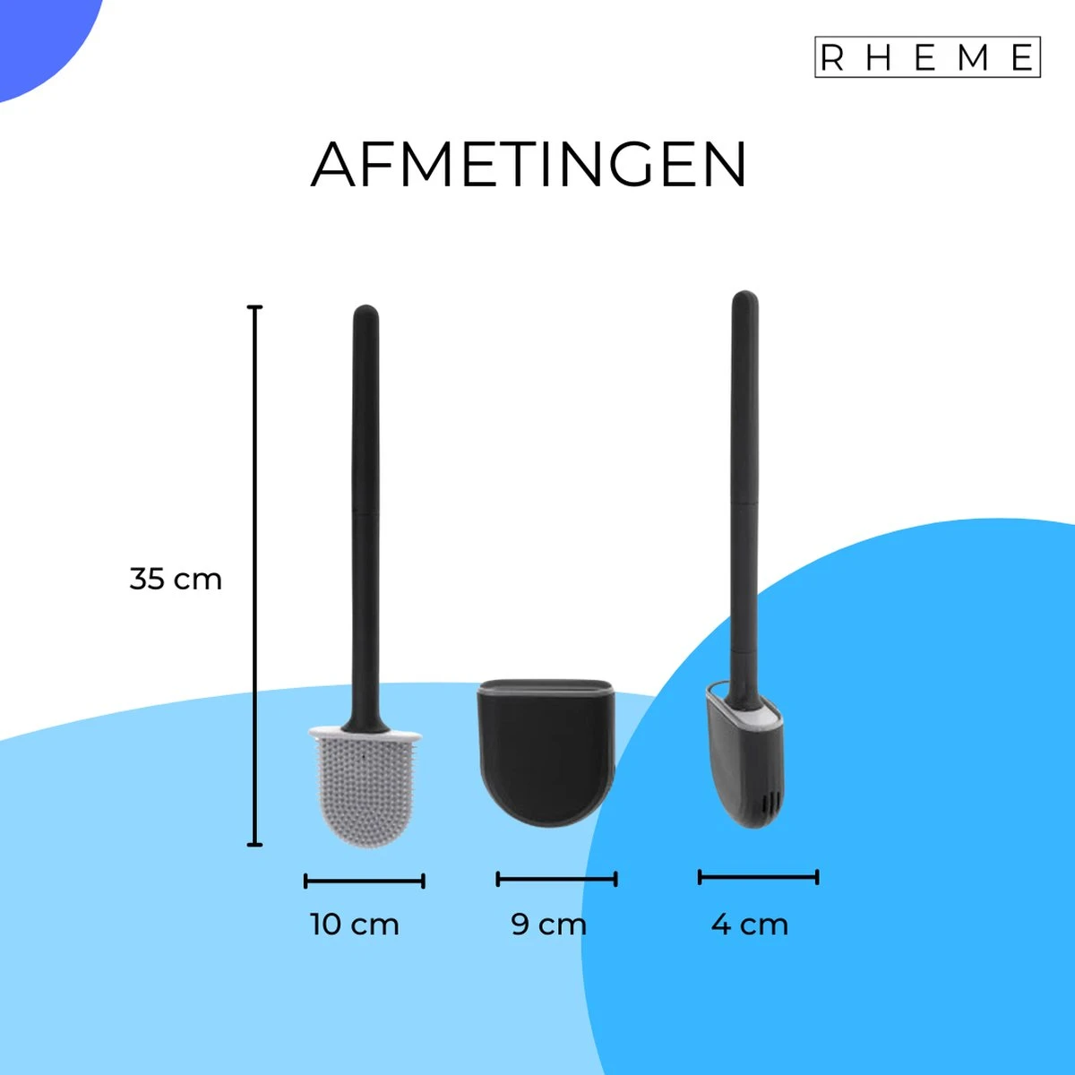 WC Borstel - Siliconen Borstel Met Houder - Hangend Met Plakstrip - Duurzaam Toilet Borstel - Zwart - Rheme 8 WC Borstel - Siliconen Borstel Met Houder - Hangend Met Plakstrip - Duurzaam Toilet Borstel - Zwart - Rheme - Afbeelding 6