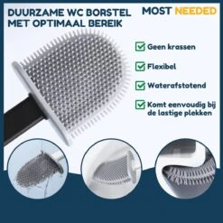 Merkloos Most Needed WC Borstel Met Houder - Siliconen Borstel - Duurzaam - Vrijstaand Of Hangend - Zwart -Badkamer Product Winkel 1200x1200 1421