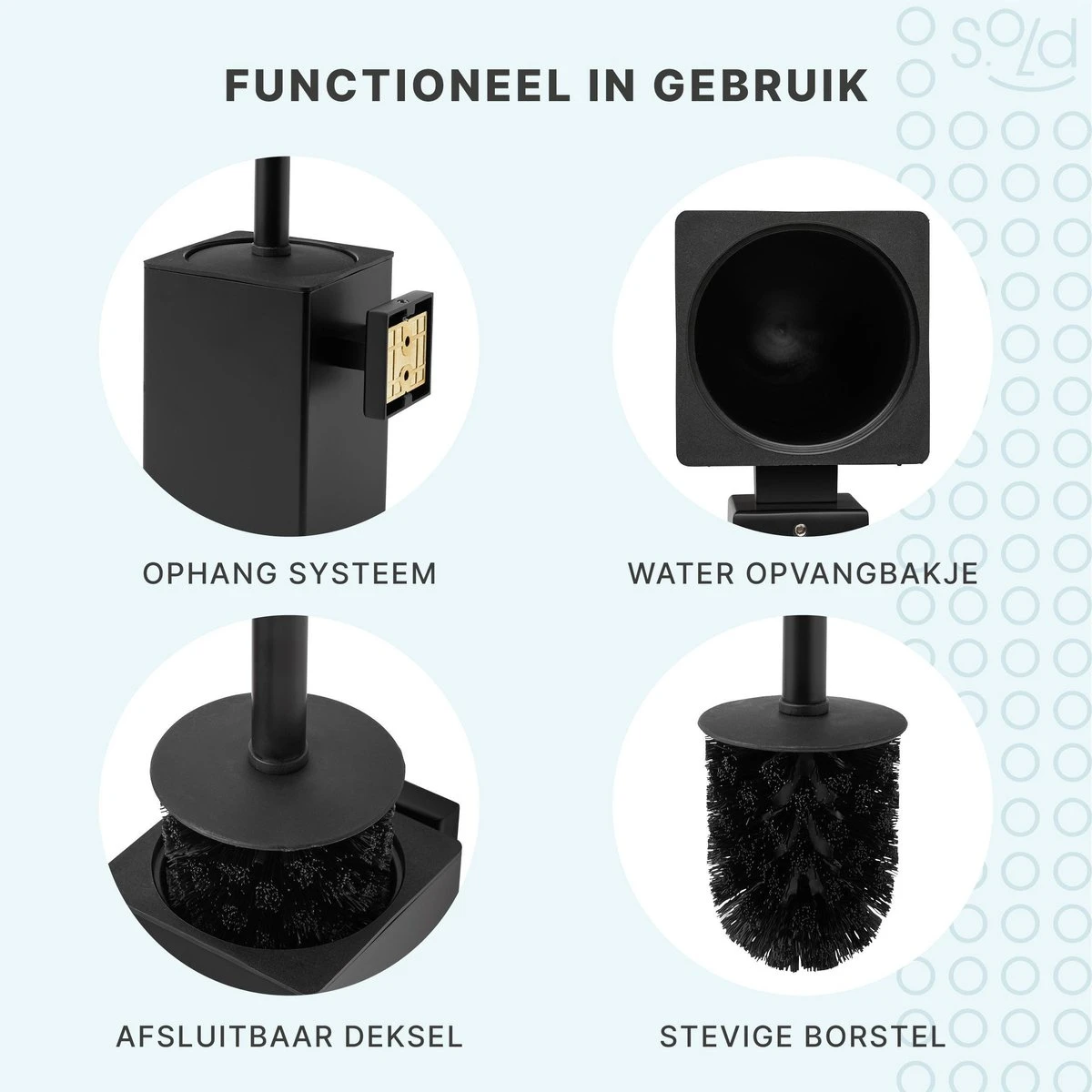 Toiletborstel Met Houder - Hangend - RVS - Mat Zwart - H 42,6 Cm 7 Toiletborstel Met Houder - Hangend - RVS - Mat Zwart - H 42,6 Cm - Afbeelding 5