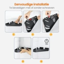 Goliving Doucherek 2 Laags - Doucherek Zonder Boren - Doucherekje Hoek - Douchemandje - Badkamerrek - Badkamer Accessoires - Zwart -Badkamer Product Winkel 1200x1200 1480