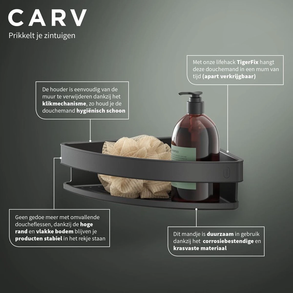 Tiger Carv - Douchemand Hoek 21 Cm - Zwart 9 Tiger Carv - Douchemand Hoek 21 Cm - Zwart - Afbeelding 7