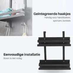 Doucherek Hangend - Ophangbaar Doucherek Matzwart - Twee Lagen - Badkamerrek - Doucherek Zonder Boren - 2 Laags - Badkamer Accessoires 18 Doucherek Hangend - Ophangbaar Doucherek Matzwart - Twee Lagen - Badkamerrek - Doucherek Zonder Boren - 2 Laags - Badkamer Accessoires -Badkamer Product Winkel 1200x1200 1505