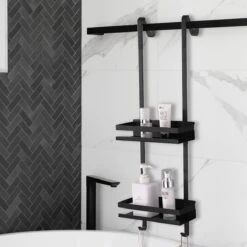 Merkloos Doucherek - Doucherek Zonder Boren - Doucherek Hangend - Zwart - RVS - Doucherekje - Badkamerrek - GRATIS DOUCHETIMER -Badkamer Product Winkel 1200x1200 1508