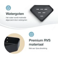 ACE Goods® Doucherek Zwart Hangend – Badkamerrek – Doucherek 2 Laags – Badkamerrekje Hoekrek Douche – Inclusief Haakjes -Badkamer Product Winkel 1200x1200 1540