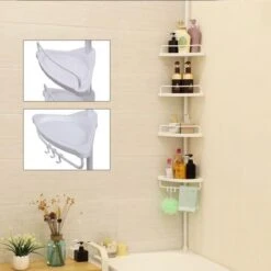Hoppa! Telescopisch Doucherek Zonder Boren / Uitschuifbaar Douche Rek Van 85-305 Cm - Badopbergrek - Wit -Badkamer Product Winkel 1200x1200 1555
