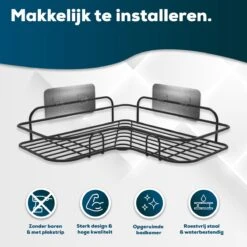 Via Fectio® Doucherek Zonder Boren - Badkameraccessoires - Hangend - Zwart - RVS - 26,5x26,5x6cm -Badkamer Product Winkel 1200x1200 1558