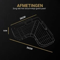 HGMD® Doucherek Zonder Boren - 1 Stuk - Zwart - Zelfklevend Doucherek –Badkamerrek - Badrek - Keukenrek - Doucherek Hangend – Badkamer Accessoires - Kruidenrek -Badkamer Product Winkel 1200x1200 1569