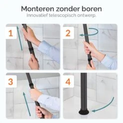 Goliving Doucherek - Doucherek Zonder Boren - Telescopisch Doucherek - Voor Plafonds Tot 2.9m Hoog - Zwart -Badkamer Product Winkel 1200x1200 1574