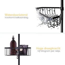 Goliving Doucherek - Doucherek Zonder Boren - Telescopisch Doucherek - Voor Plafonds Tot 2.9m Hoog - Zwart -Badkamer Product Winkel 1200x1200 1578