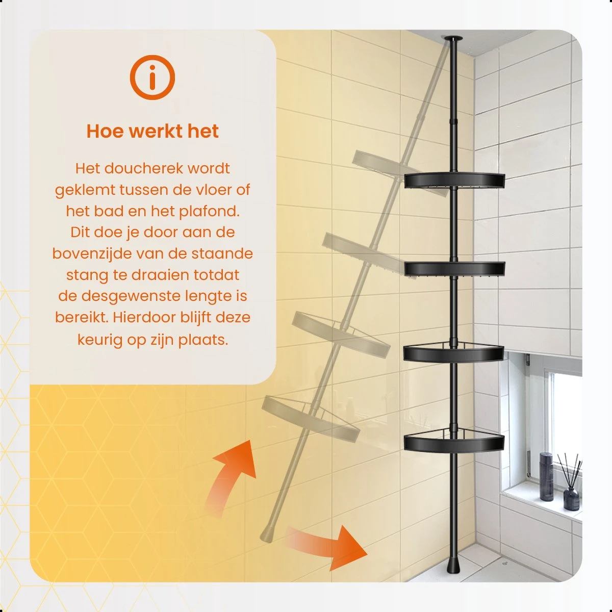 Goliving Doucherek - Doucherek Zonder Boren - Telescopisch Doucherek - Voor Plafonds Tot 2.9m Hoog - Dicht Design - Zwart 9 Goliving Doucherek - Doucherek Zonder Boren - Telescopisch Doucherek - Voor Plafonds Tot 2.9m Hoog - Dicht Design - Zwart - Afbeelding 7