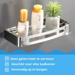 BrandtBergkamp RVS Doucherek 2 Laags – Zonder Boren – Doucherekje Hangend – Badkamerrek Zilver -Badkamer Product Winkel 1200x1200 1587