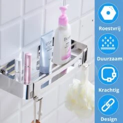 BrandtBergkamp RVS Doucherek 2 Laags – Zonder Boren – Doucherekje Hangend – Badkamerrek Zilver -Badkamer Product Winkel 1200x1200 1589