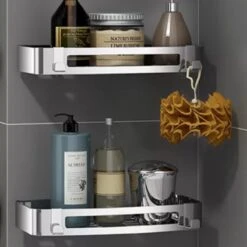 BrandtBergkamp RVS Doucherek 2 Laags – Zonder Boren – Doucherekje Hangend – Badkamerrek Zilver -Badkamer Product Winkel 1200x1200 1592