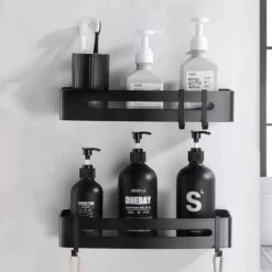 BrandtBergkamp RVS Doucherek 2 Laags – Zonder Boren – Doucherekje Hangend – Badkamerrek Zwart -Badkamer Product Winkel 1200x1200 1595