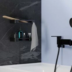 BrandtBergkamp RVS Doucherek 2 Laags – Zonder Boren – Doucherekje Hangend – Badkamerrek Zwart -Badkamer Product Winkel 1200x1200 1599