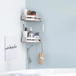 Sanicraft® Doucherekje - Doucherekje Zonder Boren - Geschikt Voor Elk Type Muur - Doucherekje Hangend - Doucheplank - Doucherekje Hoek - Doucherekje Zilver -Badkamer Product Winkel 1200x1200 1605