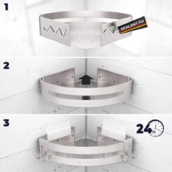 Sanicraft® Doucherekje - Doucherekje Zonder Boren - Geschikt Voor Elk Type Muur - Doucherekje Hangend - Doucheplank - Doucherekje Hoek - Doucherekje Zilver -Badkamer Product Winkel 1200x1200 1607