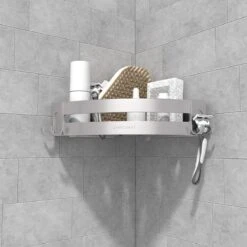 Sanicraft® Doucherekje - Doucherekje Zonder Boren - Geschikt Voor Elk Type Muur - Doucherekje Hangend - Doucheplank - Doucherekje Hoek - Doucherekje Zilver -Badkamer Product Winkel 1200x1200 1608