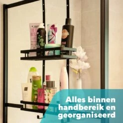 L'eauxe Doucherek Hangend Zonder Boren - Ophangbaar Badkamerrek Aan Douchewand - Opbergrek - Badkamer Accessoires - RVS - Zwart - Cadeau -Badkamer Product Winkel 1200x1200 1612