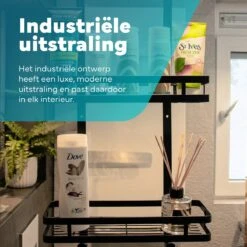 L'eauxe Doucherek Hangend Zonder Boren - Ophangbaar Badkamerrek Aan Douchewand - Opbergrek - Badkamer Accessoires - RVS - Zwart - Cadeau -Badkamer Product Winkel 1200x1200 1613