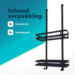 L'eauxe Doucherek Hangend Zonder Boren - Ophangbaar Badkamerrek Aan Douchewand - Opbergrek - Badkamer Accessoires - RVS - Zwart - Cadeau -Badkamer Product Winkel 1200x1200 1614