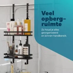L'eauxe Doucherek Hangend Zonder Boren - Ophangbaar Badkamerrek Aan Douchewand - Opbergrek - Badkamer Accessoires - RVS - Zwart - Cadeau -Badkamer Product Winkel 1200x1200 1615
