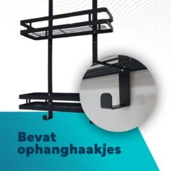 L'eauxe Doucherek Hangend Zonder Boren - Ophangbaar Badkamerrek Aan Douchewand - Opbergrek - Badkamer Accessoires - RVS - Zwart - Cadeau -Badkamer Product Winkel 1200x1200 1617