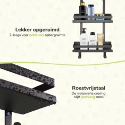 Doucherek Zonder Boren - Zwart - 2-Laags Doucherekje - Hangend Aan Douchewand 11 Doucherek Zonder Boren - Zwart - 2-Laags Doucherekje - Hangend Aan Douchewand -Badkamer Product Winkel 1200x1200 1619