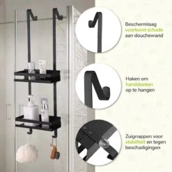 Doucherek Zonder Boren - Zwart - 2-Laags Doucherekje - Hangend Aan Douchewand 13 Doucherek Zonder Boren - Zwart - 2-Laags Doucherekje - Hangend Aan Douchewand -Badkamer Product Winkel 1200x1200 1621