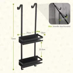 Doucherek Zonder Boren - Zwart - 2-Laags Doucherekje - Hangend Aan Douchewand 14 Doucherek Zonder Boren - Zwart - 2-Laags Doucherekje - Hangend Aan Douchewand -Badkamer Product Winkel 1200x1200 1622