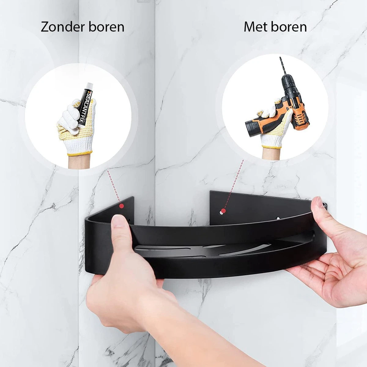 Sens Design Doucherekjes Set Van 3 - Doucherek Zonder Boren - Zwart 6 Sens Design Doucherekjes Set Van 3 - Doucherek Zonder Boren - Zwart - Afbeelding 4