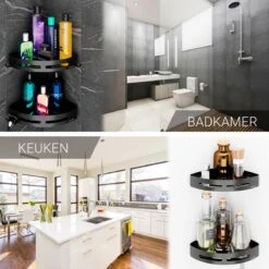 Doucherek 2 Stuks - Douchemand - Hangend Hoek - Telescopisch - Zonder Boren - Zwart - RVS -Badkamer Product Winkel 1200x1200 1662