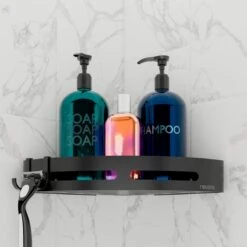 Doucherek 2 Stuks - Douchemand - Hangend Hoek - Telescopisch - Zonder Boren - Zwart - RVS -Badkamer Product Winkel 1200x1200 1664