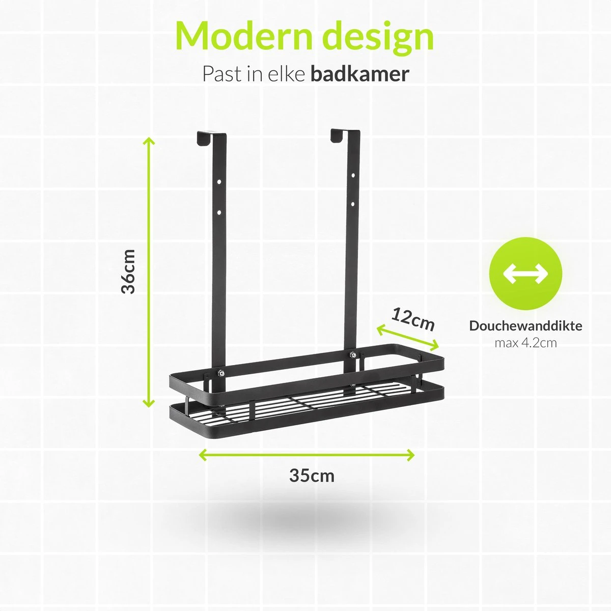 Doucherek Aan Douchewand - Zwart - Doucherekje Hangend - Zonder Boren 10 Doucherek Aan Douchewand - Zwart - Doucherekje Hangend - Zonder Boren - Afbeelding 8